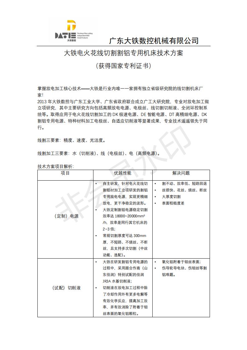 大铁线切割割铝解决办法